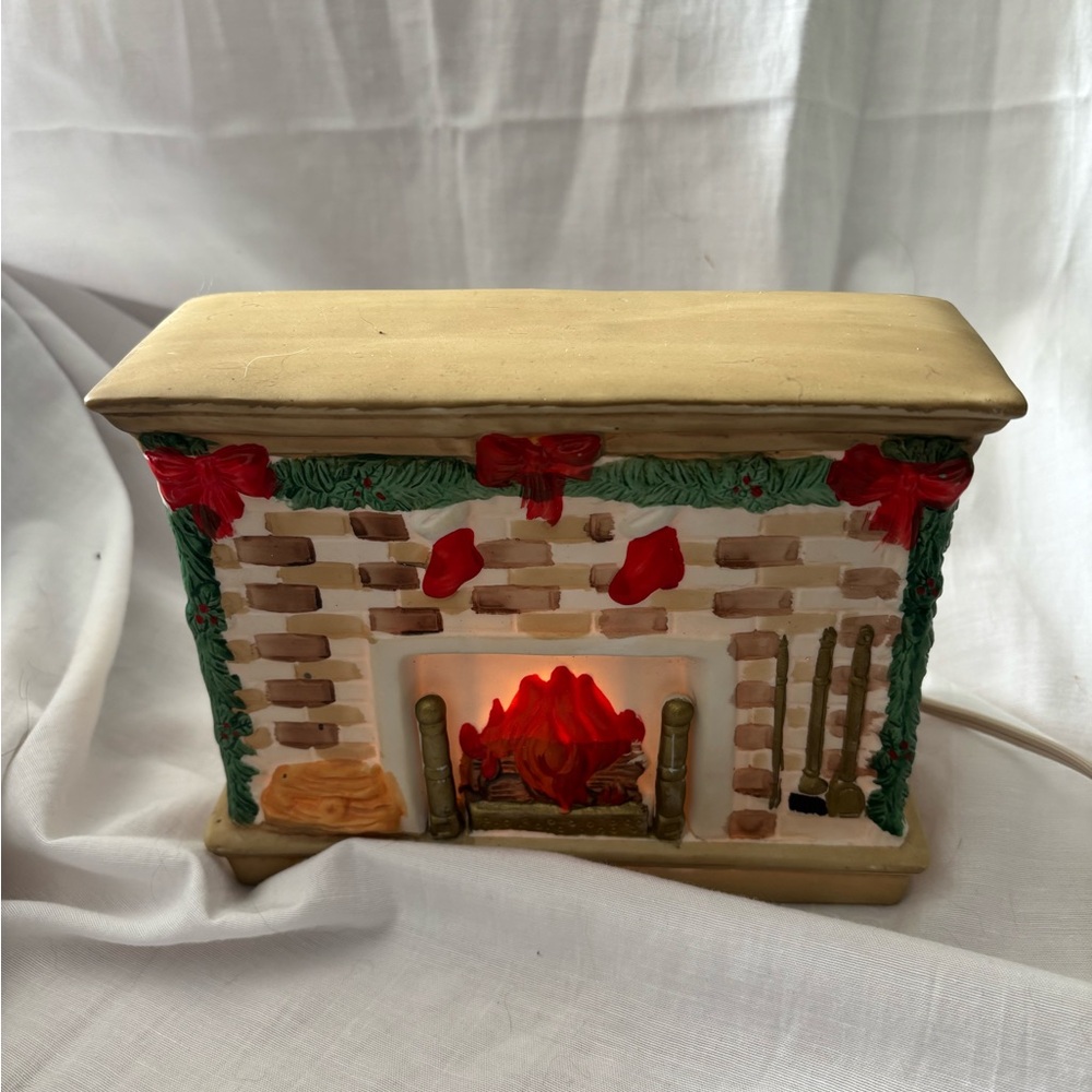 Holiday Brick Fireplace Decor with Red and Green Details